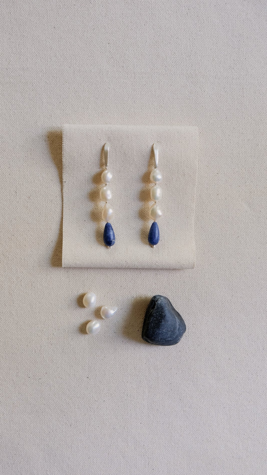 'Three drops and some blue' earrings