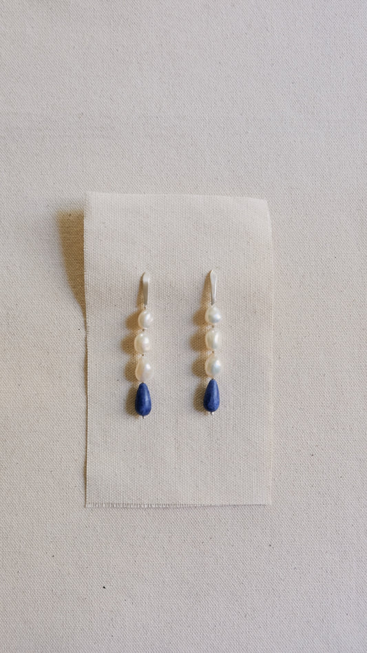 'Three drops and some blue' earrings