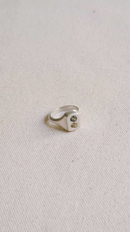 Square boulder signet ring