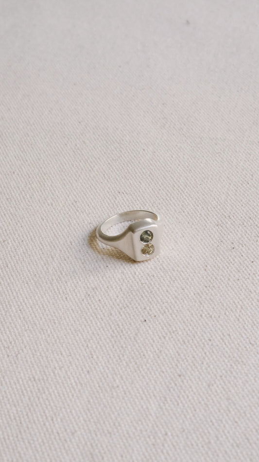 Square boulder signet ring