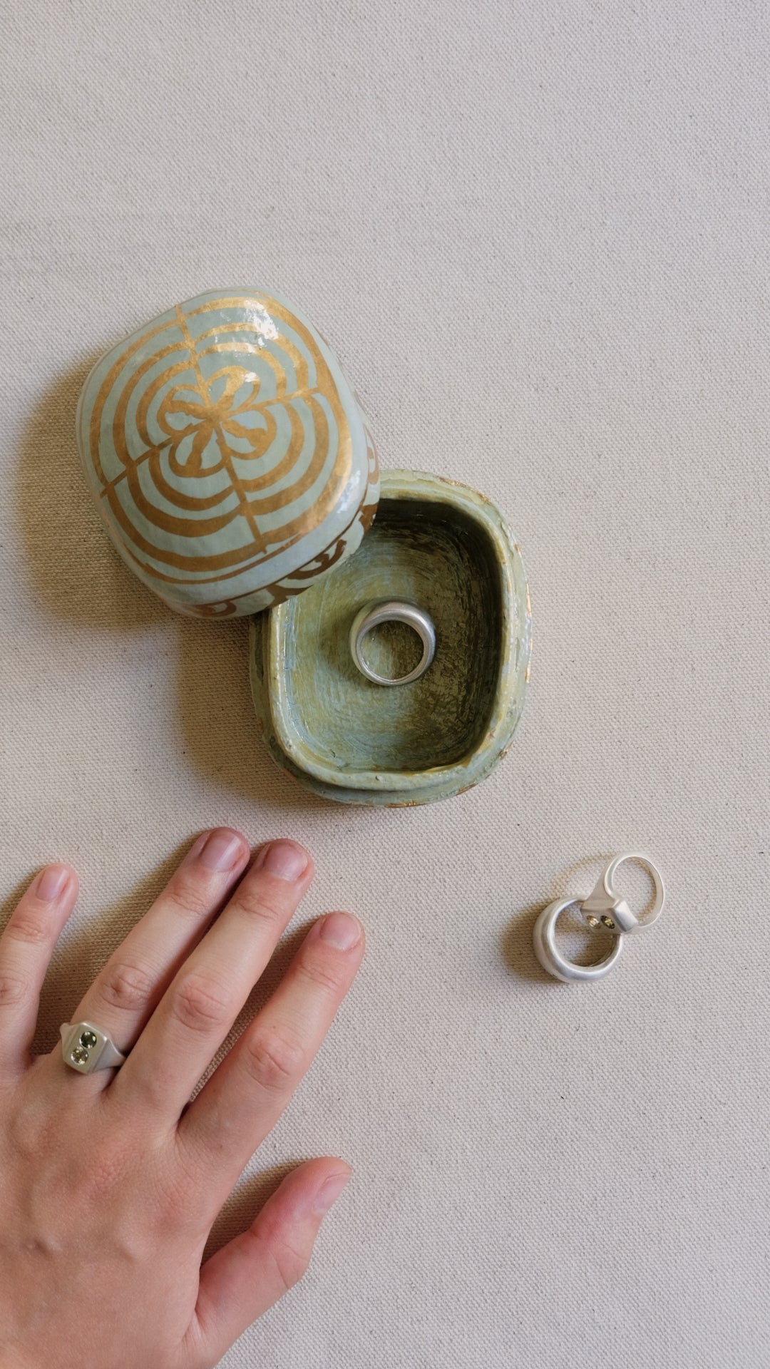 Square boulder signet ring